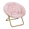 thumbnail image 2 of Emma + Oliver 38" Oversize Portable Faux Fur Folding Saucer Moon Chair for Dorm and Bedroom, Blush Faux Fur/Soft Gold Frame, 2 of 14