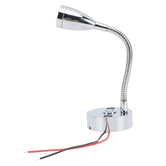 Boat Bedside Spotlight, RV Reading Light LED Source Chrome Adjustable Brightness DC12 To 24V for Truck Trailer Car Yacht