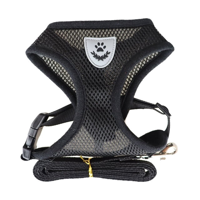 Cat Dog Adjustable Harness Vest Walking Lead Leash For Puppy Dogs Collar Polyester Mesh Harness For Small Medium Dog Cat Pet