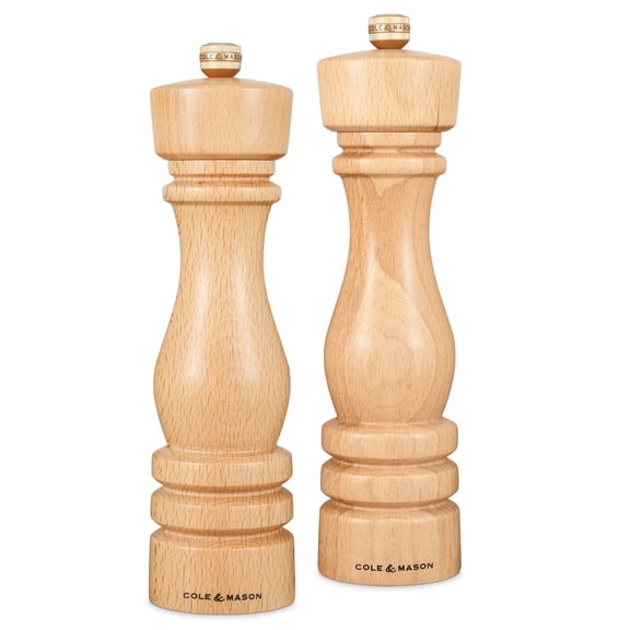Cole & Mason London Natural Beech Salt & Pepper Mills Set 8"