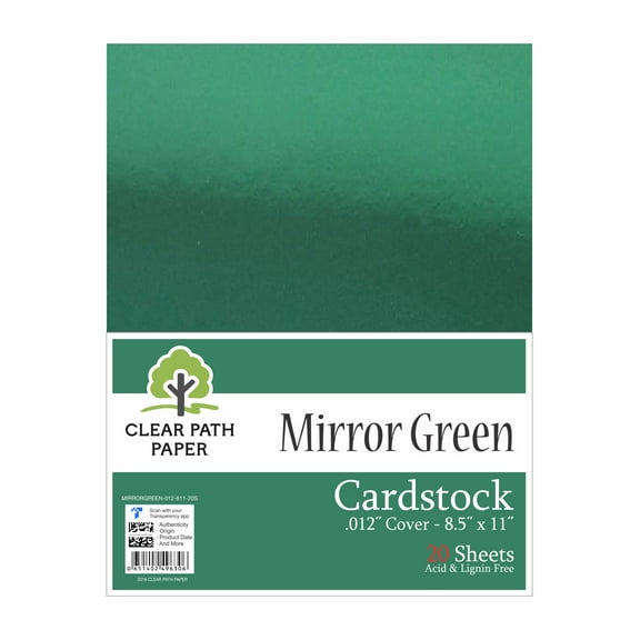 Mirror Green Cardstock - 8.5 x 11 inch - .012" Thick - 20 Sheets - Clear Path Paper