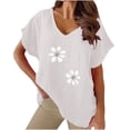 thumbnail image 3 of Pompotops Femmes T-shirts à Col en V Mode Chemisiers Féminins Confortables Tops, 3 of 6