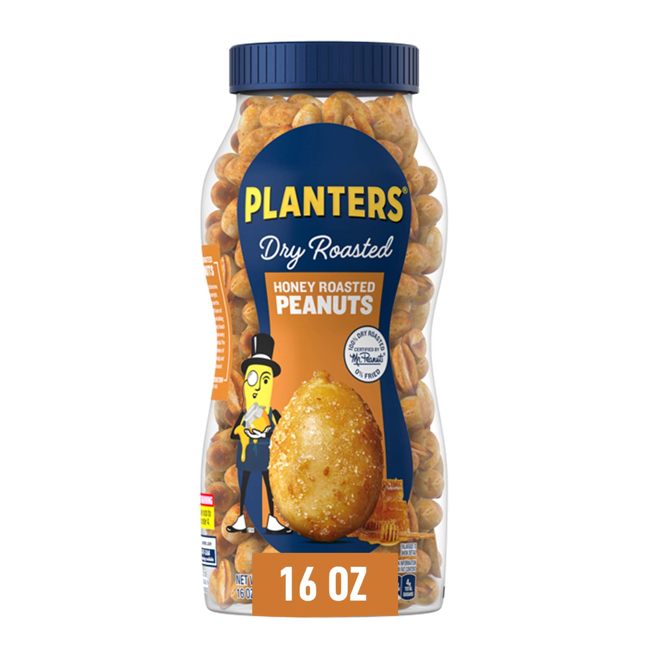 (12 pack) PLANTERS Honey Roasted Peanuts, Party Snacks, Plant-Based Protein, 16 oz Jar