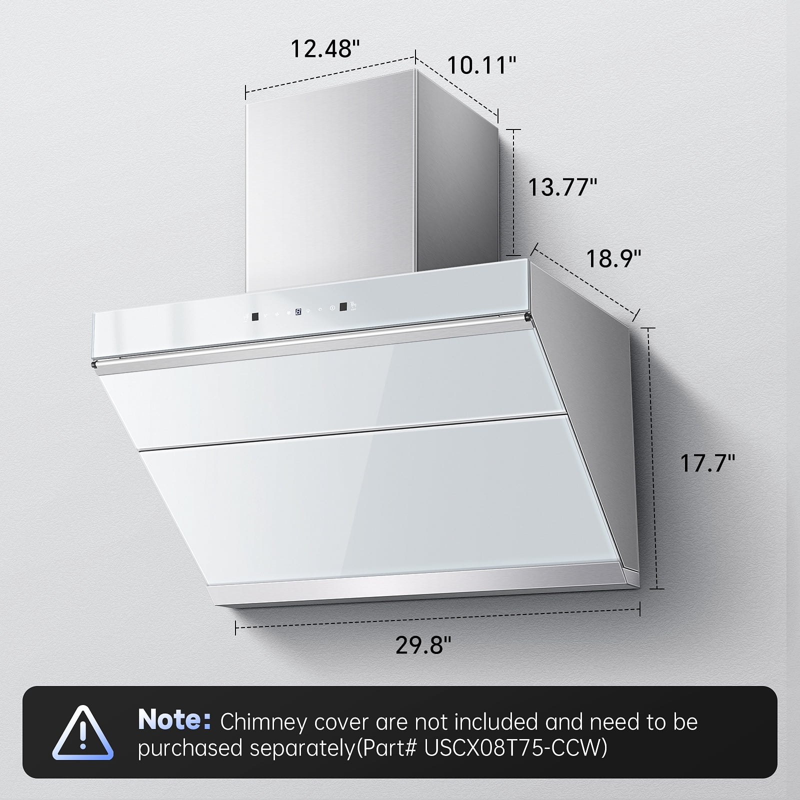 30 inch 120V Wall Mount Range Hood Electric Clean 900CFM Stainless Steel 3-Speed Exhaust with Filter, Silver