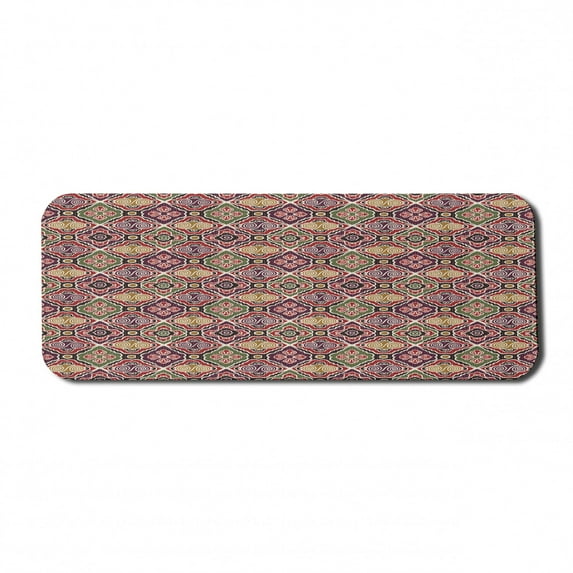 Geometric Computer Mouse Pad, Traditional Japanese Chevron with Spirals Blooms Boho Eastern Pattern, Rectangle Non-Slip Rubber Mousepad Large, 31" x 12" Gaming Size, Multicolor, by Ambesonne