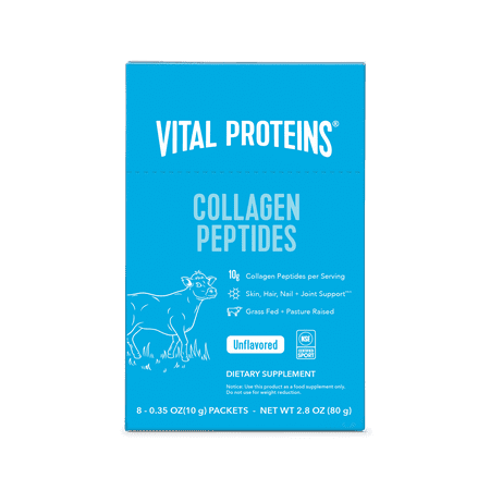 Vital Proteins Collagen Peptides Powder Stick Packs for Joints, Hair, Skin and Nails, Unflavored, 8 Count