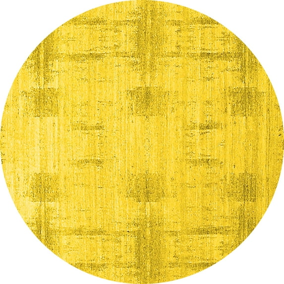 Ahgly Company Indoor Round Solid Yellow Modern Area Rugs, 6' Round