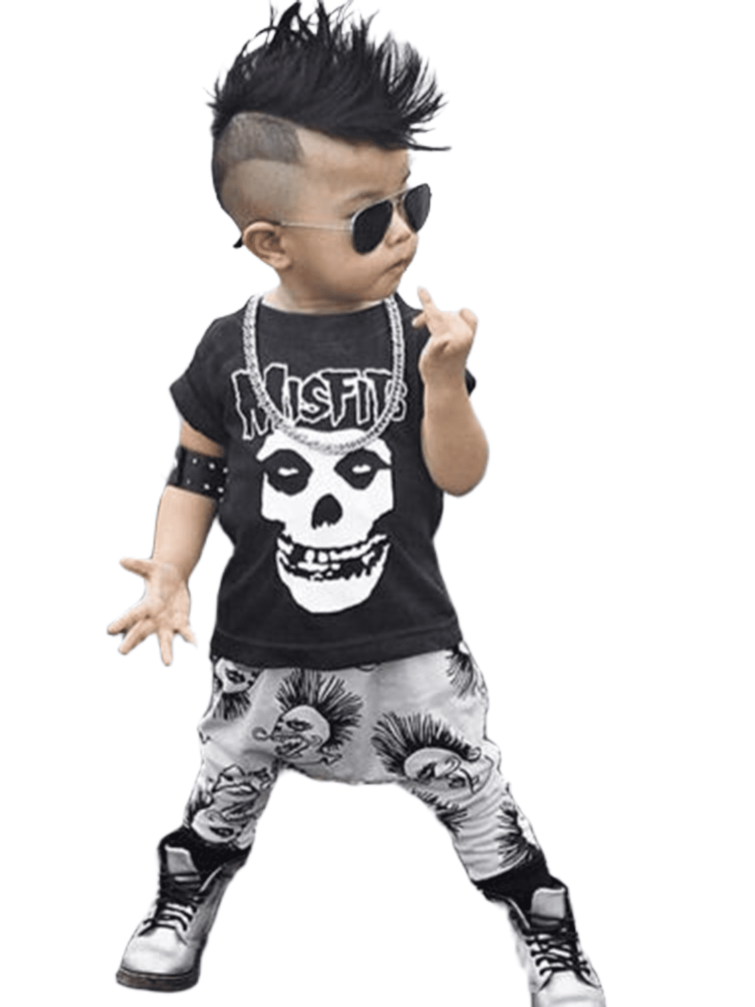 Ma&Baby Newborn Baby Boy's Skull Clothes Set Short Sleeve Pullover