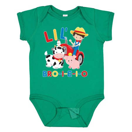 

Inktastic Farmer Tractor EIEIO Little Bro Gift Baby Boy Bodysuit