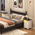 thumbnail image 4 of SSyao Farmhouse LED Nightstand Set of 2 with Charging Station, Rustic End Table with Barn Door & Storage Shelf, Bedside Table for Bedroom, Living Room, Black, 4 of 8