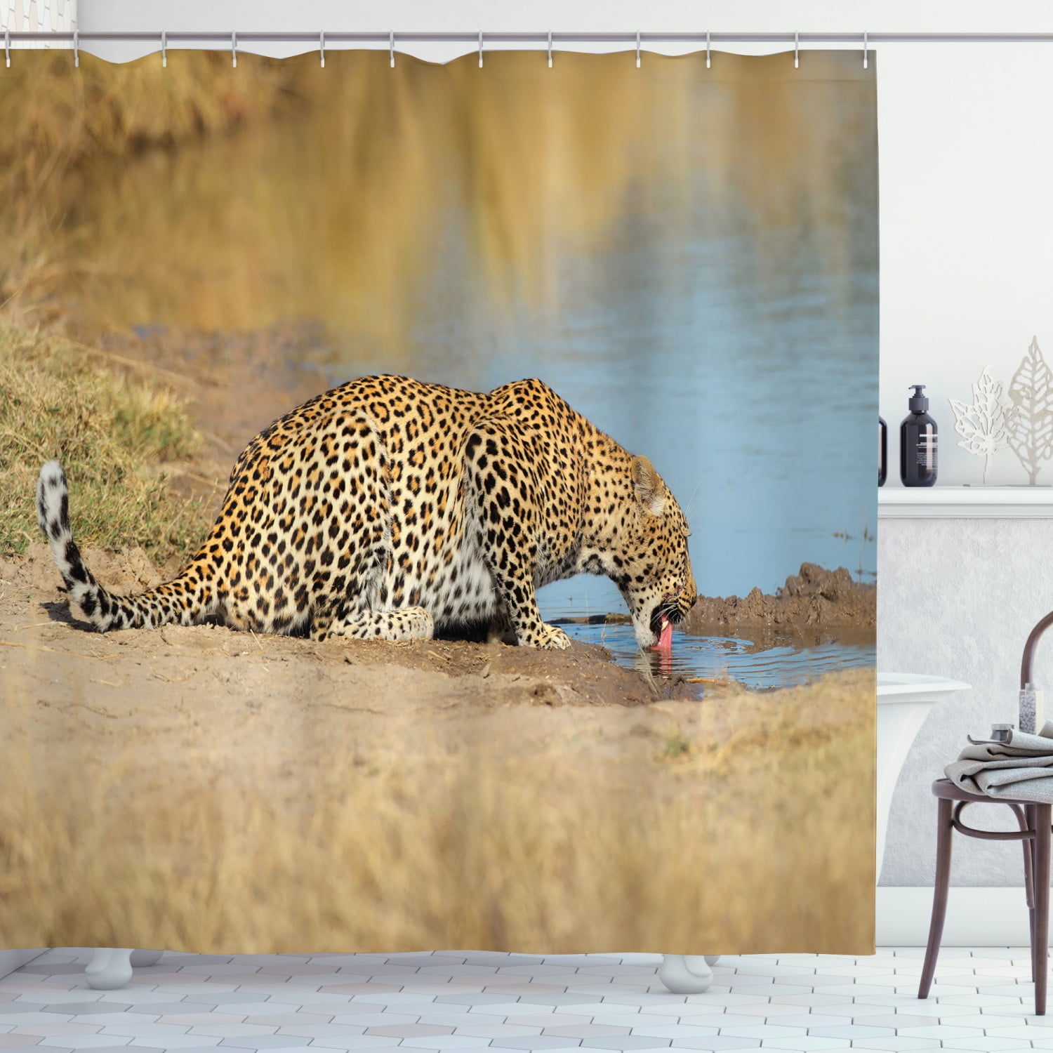 Details about   African Shower Curtain Safari Giraffe Print for Bathroom 