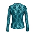 thumbnail image 6 of mgoYE Womens Mesh Long Sleeve Shirts Fashion Clothing Turtle Necks Sheer-Ruched Going Out Tops Fall Summer Outfits Slim Fit Blouses(Green,M), 6 of 7