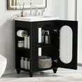 thumbnail image 2 of 20-inch Bathroom Vanity with Ceramic Sink, Black Storage Cabinet with Two-Tier Shelf, Adjustable Shelf, Solid Wood and MDF, 2 of 10