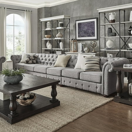 Signal Hills Knightsbridge Grey Linen Oversize Extra Long Tufted Signal Hills Knightsbridge Grey Linen Oversize Extra Long Tufted Csterfield Modular Sofa By