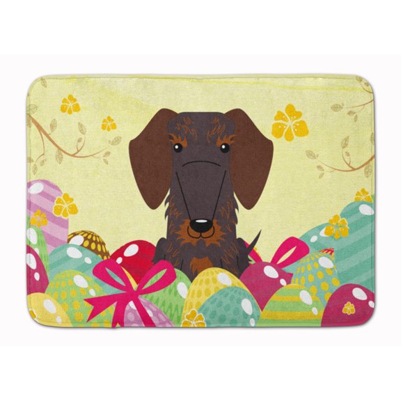 Easter Eggs Wire Haired Dachshund Chocolate Machine Washable Memory Foam Mat
