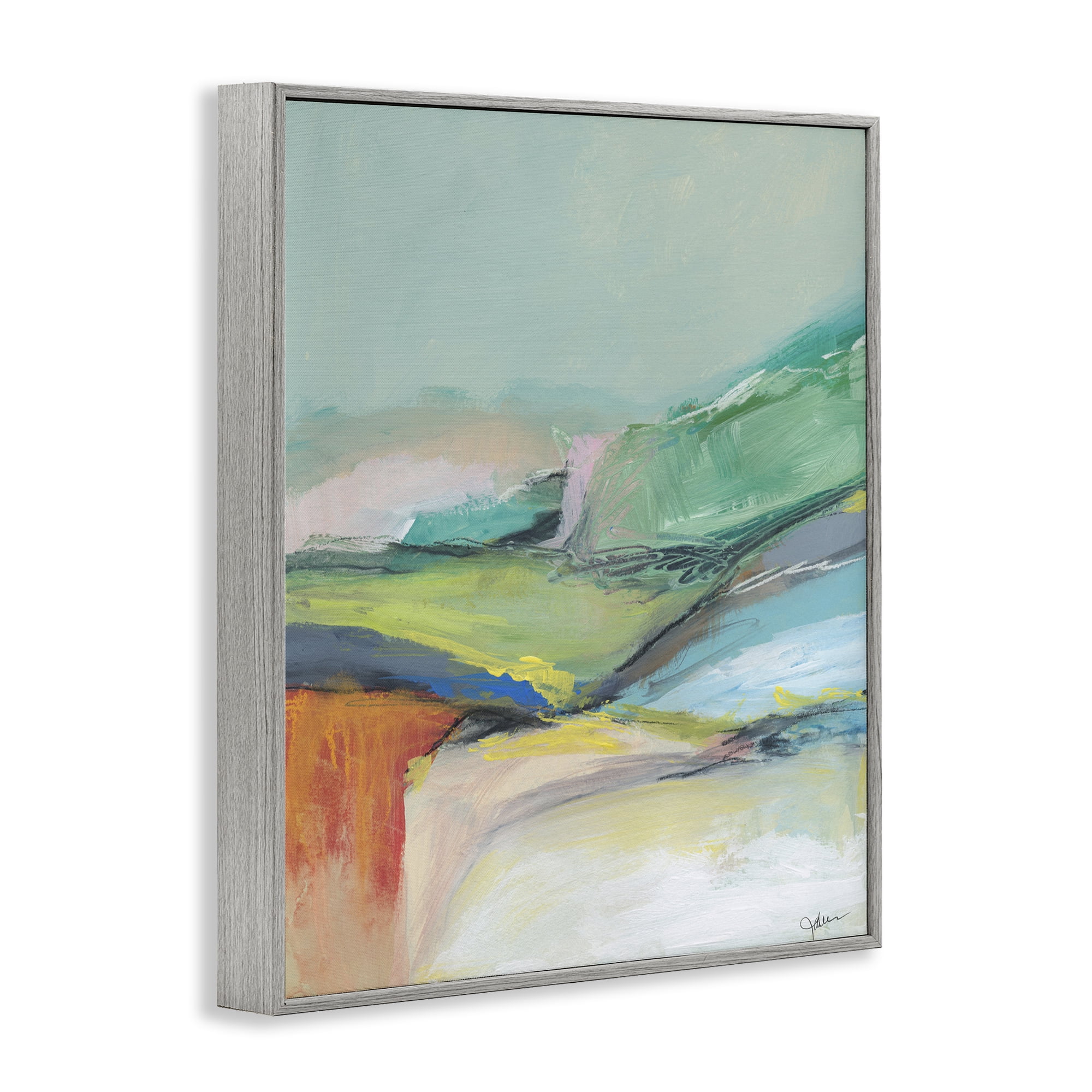 Stupell Industries Abstract Modern Landscape Abstract Painting Gray Framed Art Print Wall Art, 11 x 14