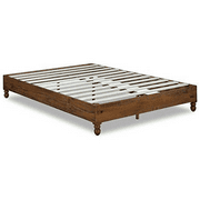 MUSEHOMEINC 12 Inch Solid Wood Frame Platform Bed with Large Apron, Rustic Style, Dark Finish, Multiple Sizes