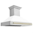 thumbnail image 2 of 48" ZLINE Autograph Edition Stainless Steel Range Hood with White Matte Shell and Champagne Bronze Handle, 2 of 2