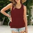 thumbnail image 2 of Women's Fashion Casual With A Pleated Solid Color Crew Neck Loose Vest T Shirt, 2 of 2