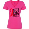 thumbnail image 3 of Inktastic Never Stop Fighting Stroke Awareness Red Ribbon Women's V-Neck T-Shirt, 3 of 5