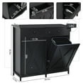 thumbnail image 2 of LAZY BUDDY Double Tilt Out Trash Cabinet, Wood Garbage Recycling Station Hideaway Trash Holder Drawers (Black, 2 x 10 Gallon), 2 of 9