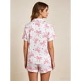 thumbnail image 2 of VONCOS Womens Pink Bow Print Short Sleeve 2 Piece Pajama Set Soft Breathable Sleepwear Lounge Shorts Set,Size S, 2 of 6