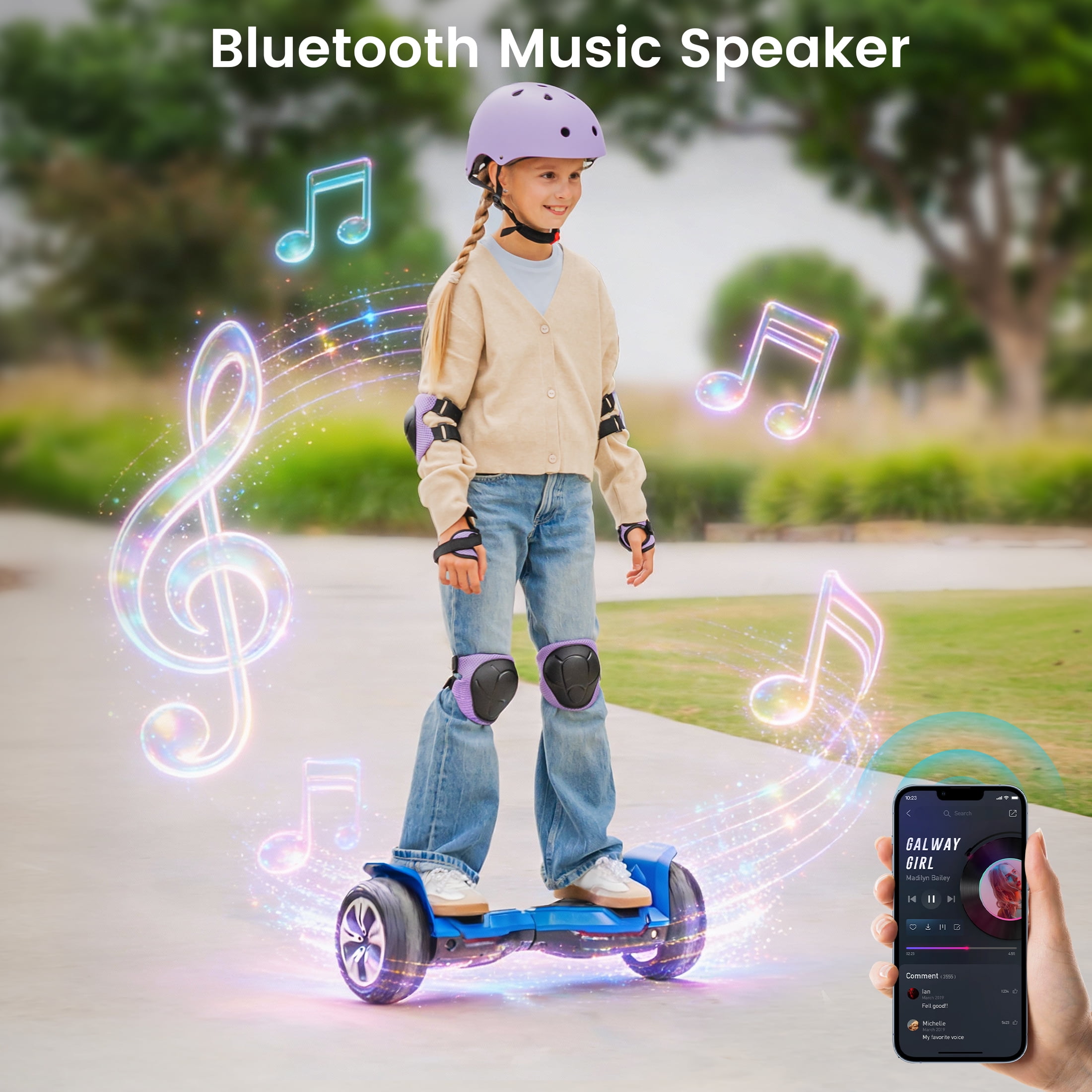 Warrior 8.5 inch 350W*2 off-Road Self-Balancing Scooter- All Terrain Self-Balancing Scooter with Bluetooth Speaker and LED Lights, 10 mph Max Speed for Kids and Adults,Max Weight 265lbs