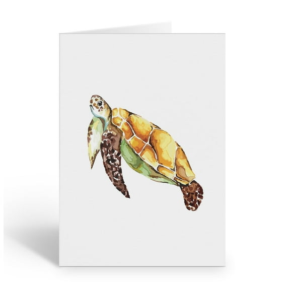 Stonehouse Collection | Assorted Watercolor Sea Life Note Cards | Variety of 10 Designs with Envelopes | 5.5 x 4.25 inches