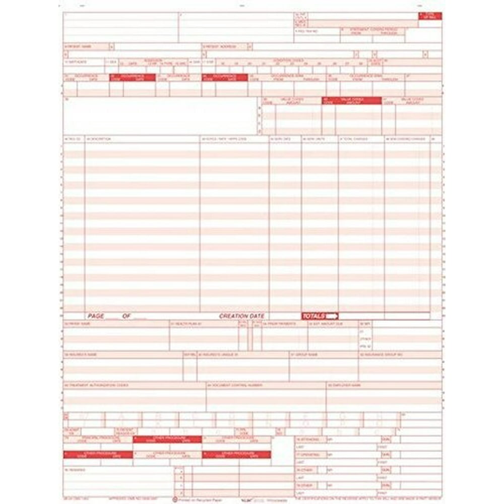 UB04 Hospital Claim Form LaserCut Sheet (1,000/case)