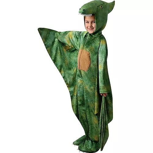 Smiffys Pterodactyl Dinosaur Costume For Kids - Green, All-in-One With Wings (Size Large 10-12)