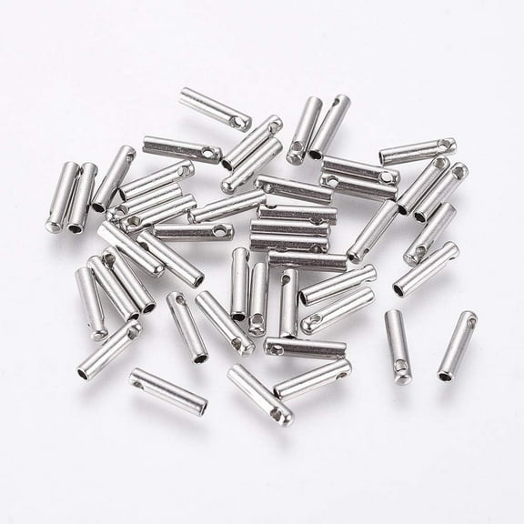 Tarnish Resistant 304 Stainless Steel Cord Ends End Caps Column Stainless Steel color 7x1.6mm Hole: 0.8mm Inner Diameter: 1mm 304 Stainless Steel