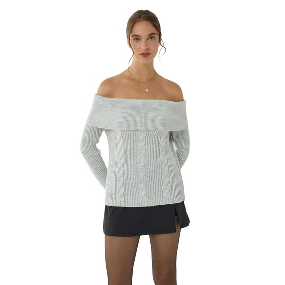 Off Shoulder Knitted Sweater
