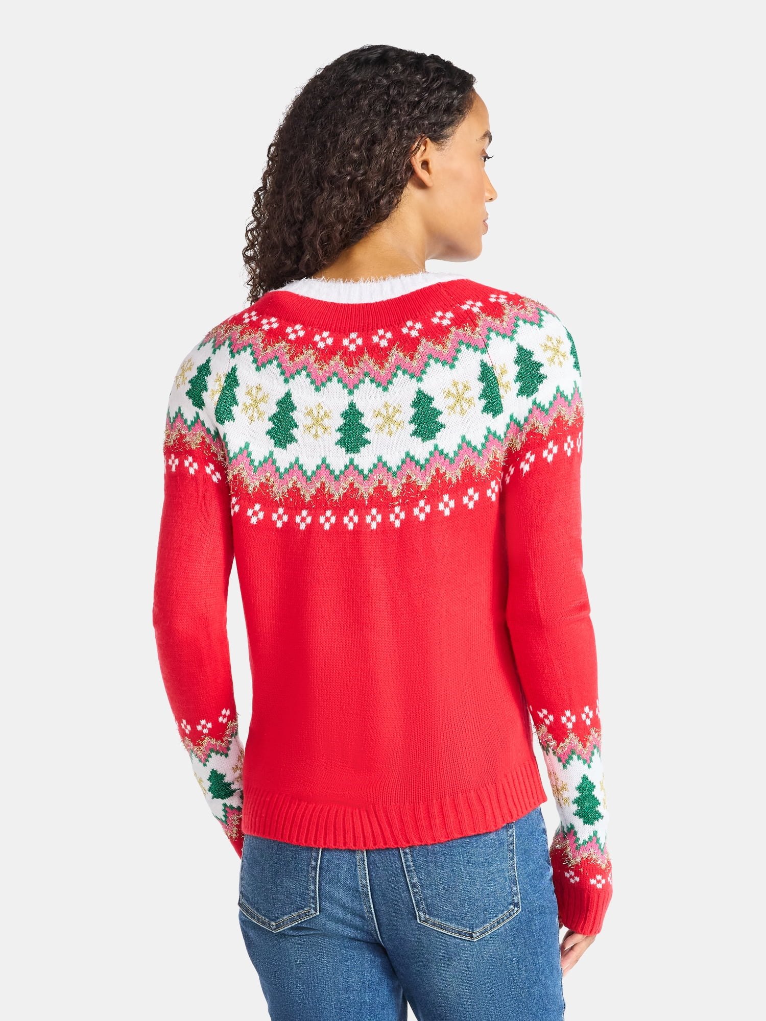 Women's Embellished Button Front Christmas Cardigan from Holiday Time, Sizes XS-XXXL