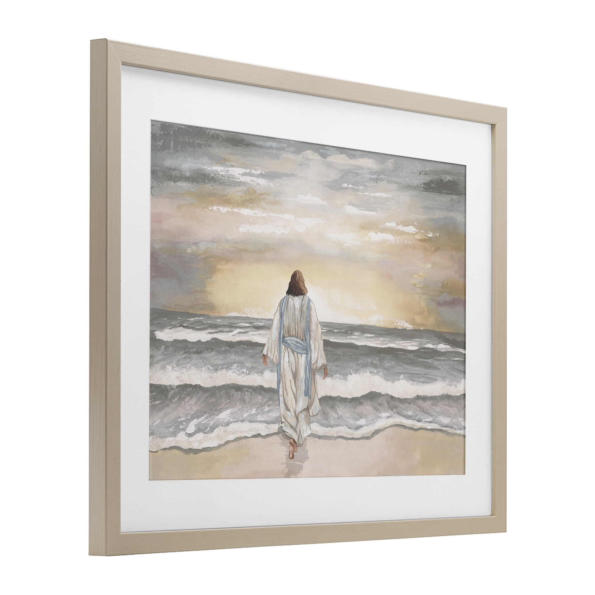 Stupell Industries Jesus Walks The Shore Birch Framed Print Under Glass, design by Elizabeth Medley