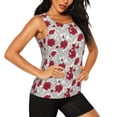 thumbnail image 2 of Balery Leaves And Anemone Flowers In Red Grey Camiseta sin mangas estampada ligera para mujer, tops de entrenamiento sin mangas, camisetas de yoga transpirables de secado rápido.-XX-Large, 2 of 7