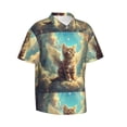 thumbnail image 2 of Balery Sunshine Cloud Cute Cat Print Men's Hawaiian Shirts Short Sleeve Beach Shirt Relaxed Fit Vacation Button Down Shirts-3X-Large, 2 of 9