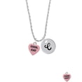 thumbnail image 2 of Delight Jewelry Acrylic Pink "Cool Cat / Purr Fect" Heart Silvertone Script Initial Disc - C - Charm Necklace, 20"+3", 2 of 4