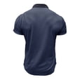 thumbnail image 5 of ZCFZJW Mens Workout T-Shirts Quick Dry Summer Short Sleeve Button V Neck Solid Color Basic T Shirt Tops Loose Lightweight Casual Holiday Wicking T-Shirt Blue XXL, 5 of 6