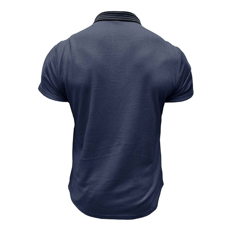 トップス  Waffle Short-Sleeved Polo Shirt ohmzyzo Waffle Polo Shirts for Men Breathable Short Sleeve Golf
