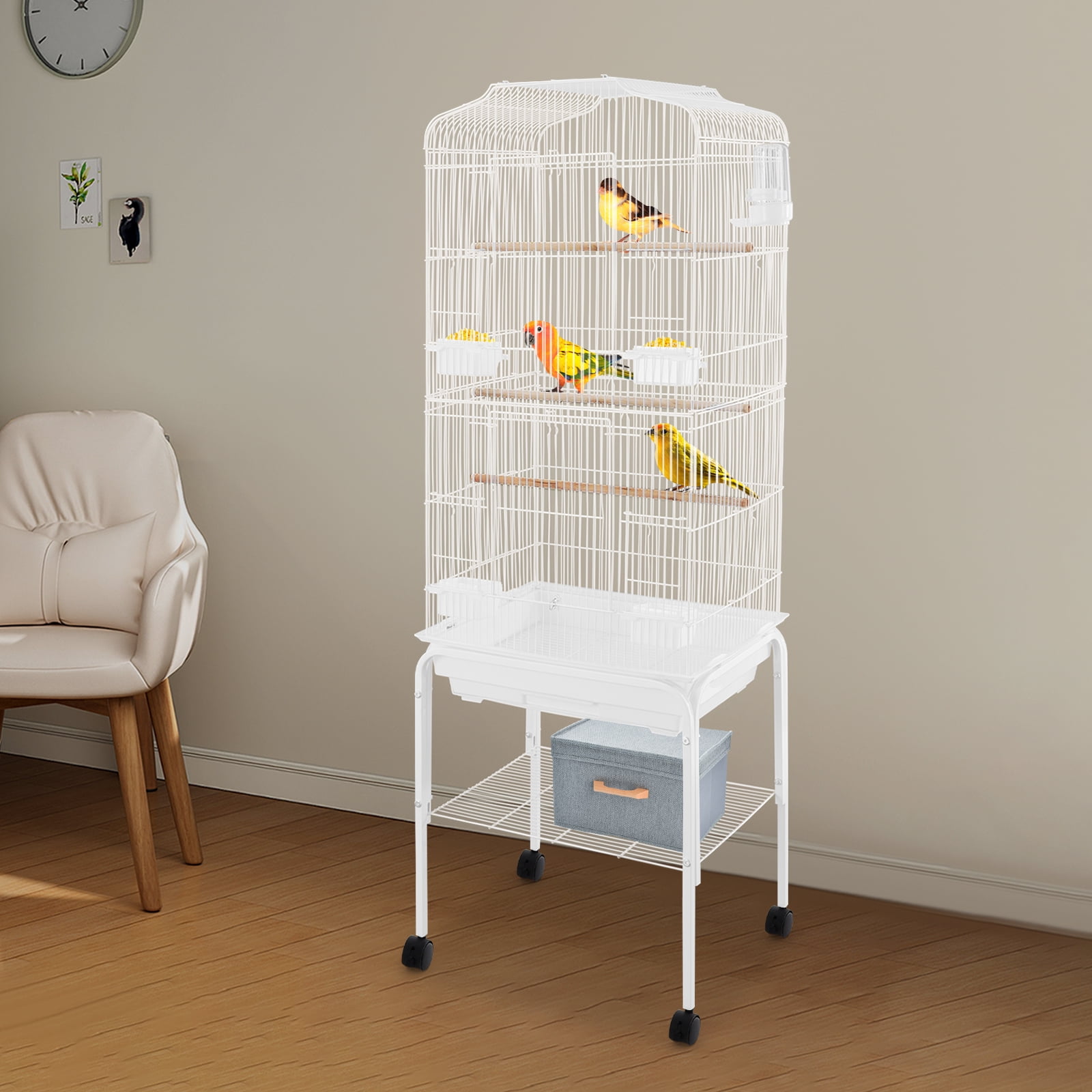 Breeding Cage for Parrots, Bird Cage with Wheels, Large Bird Cage