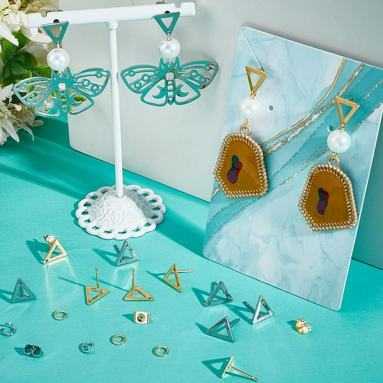 1Box 160Pcs Earring Posts Findings Triangle Earring Studs with Loop Geometric Stud Earrings Stainless Steel Earring Post and Backs for Jewelry Making Accessories DIY Dangle Earrings Walmart