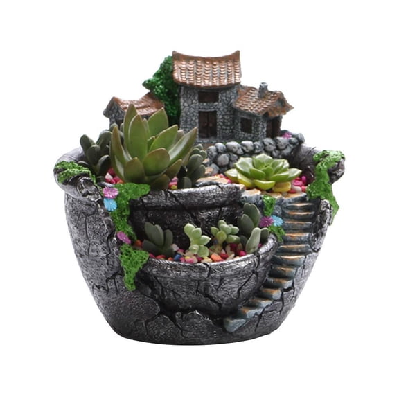 Rewera Plants Pot Succulent Plants Pot with Sweet House Flower Basket Planter Pot Garden Decoration