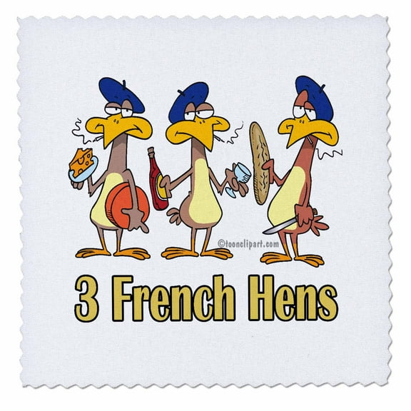 3dRose Three French Hens - Quilt Square, 6 by 6-inch