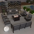 thumbnail image 4 of ALAULM Aluminum Patio Furniture Set with Propane Fire Pit Table 10-seat Metal Outdoor Furniture w/Fire Pit Patio Sectional w/5.1" Cushions for Patio, Backyard, Poolside-Grey, 4 of 6