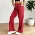 thumbnail image 2 of Pants for Women, Flare Yoga Pants for Women Casual Flared Sweatpants Baggy Drawstring High Waist Yoga Leggings Stretch Bell Bottom Pants, 2 of 6