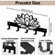thumbnail image 2 of Llavero de pared con diseño de flor de loto de 12 x 25 cm, con pétalos huecos, de metal, con 5 ganchos, color negro, con plantas de verano, decorativo., 2 of 9