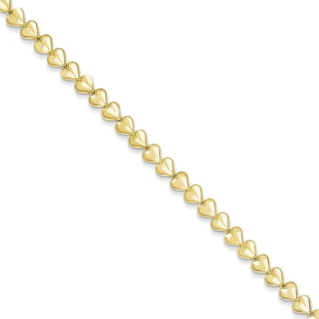 10k Yellow Gold Heart Bracelet 7 Inch /love Valentines Day
