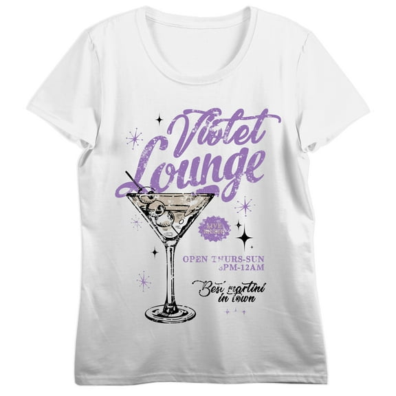 Violet Lounge Martini Women's White Short Sleeve Tee-Medium