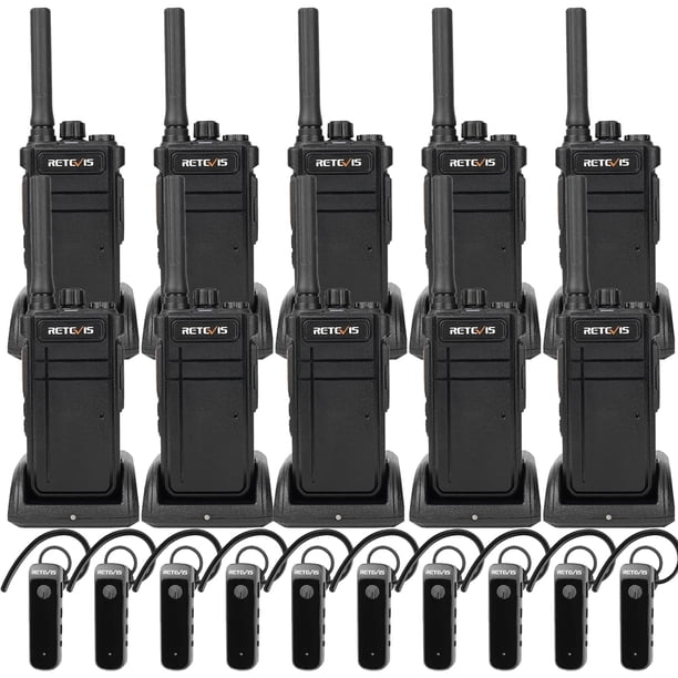 Radio bidireccional Bluetooth Retevis RB37 con auricular, paquete de 10
