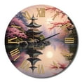 thumbnail image 4 of Designart "Asian Art peaceful Pagoda VIII" Asian Oversized Wall Clock, 4 of 5